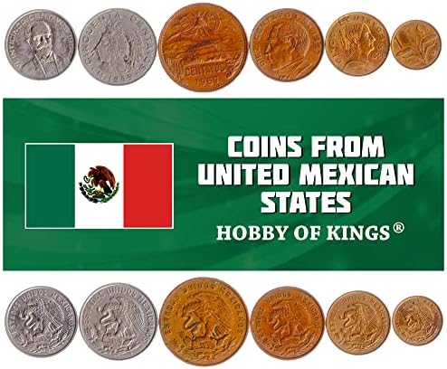 7 מטבעות שנקבעו ממקסיקו | אוסף סט מטבעות מקסיקני 5 10 20 50 סנטבוס 1 2 5 פזו של Nuevos | הופץ 1992-2009 | מטבע אספני ישן לאספנים, אלבום נומיסמטי או מחזיקי כסף